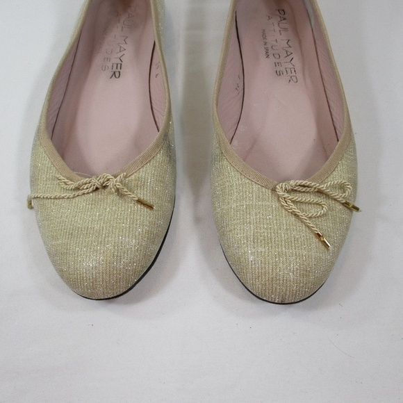 PAUL MAYER Attitudes Gold Flats Size 10B - Picture 3 of 8